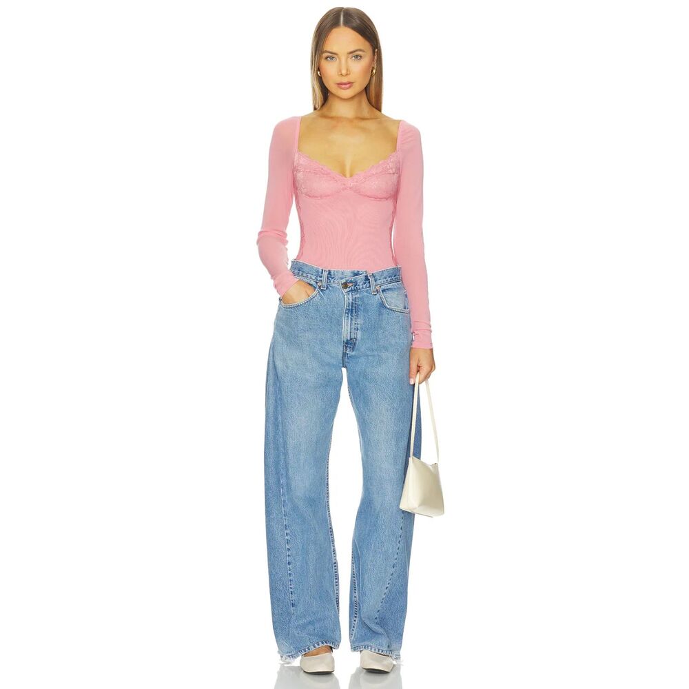 Free People -Suddenly fine bodysuit in Glowing Mauve Size Small NWT